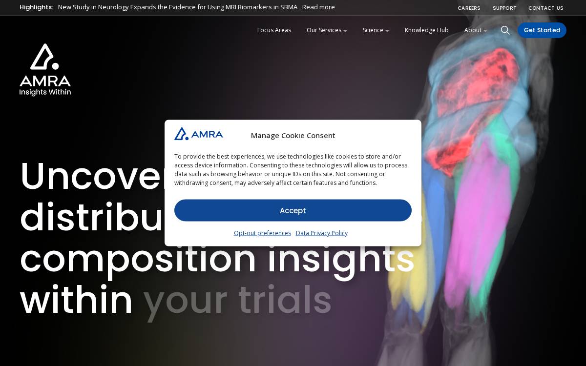 AMRA Medical AB website preview