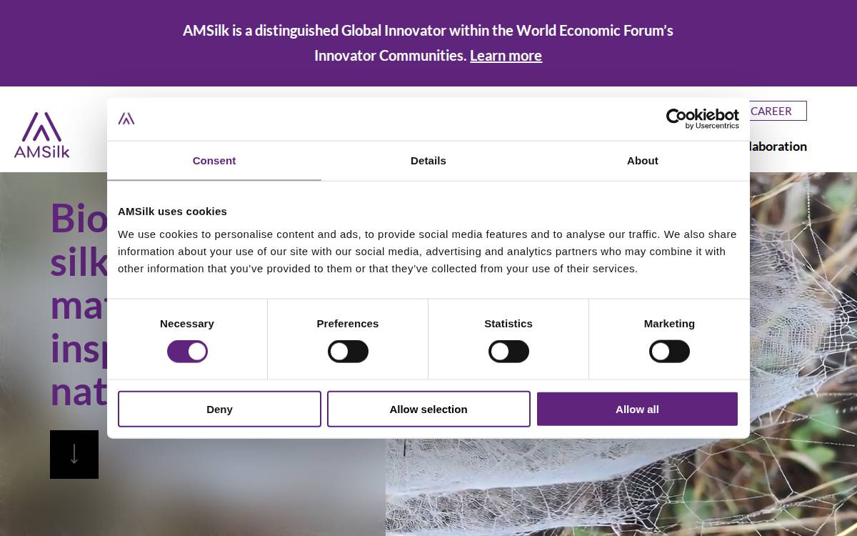 AMSilk website preview