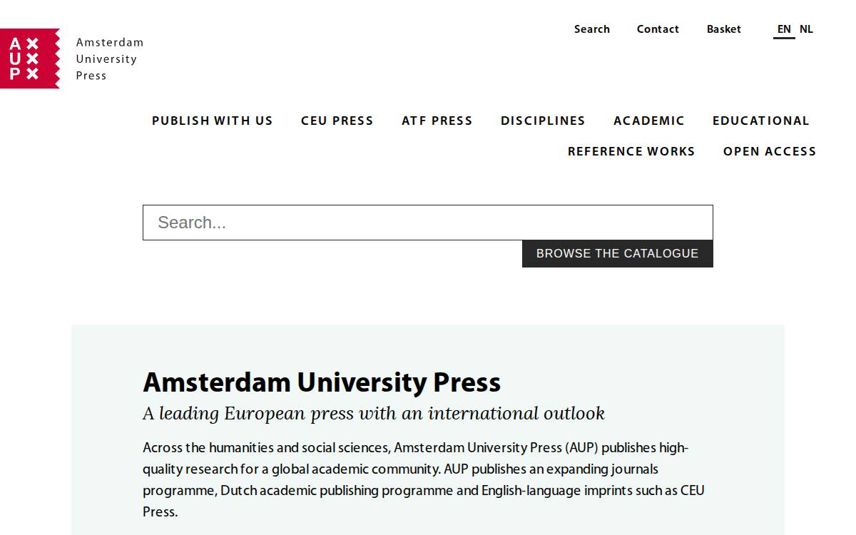Amsterdam University Press BV website preview