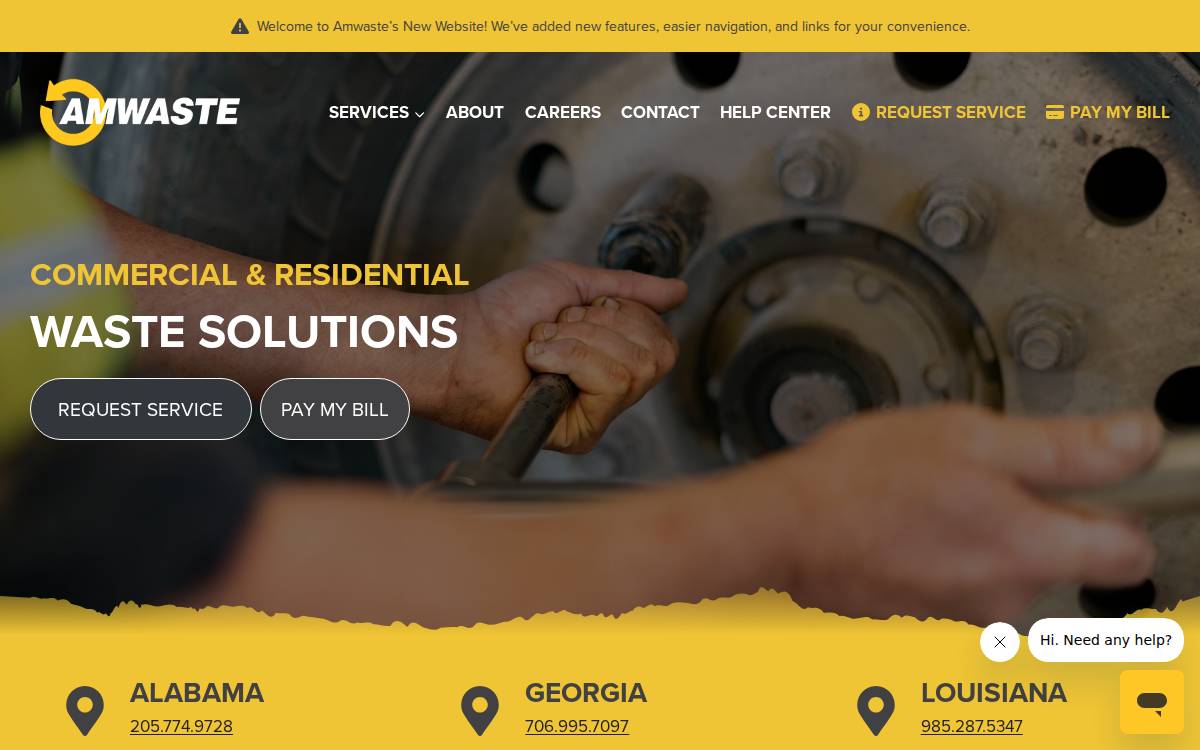Amwaste website preview