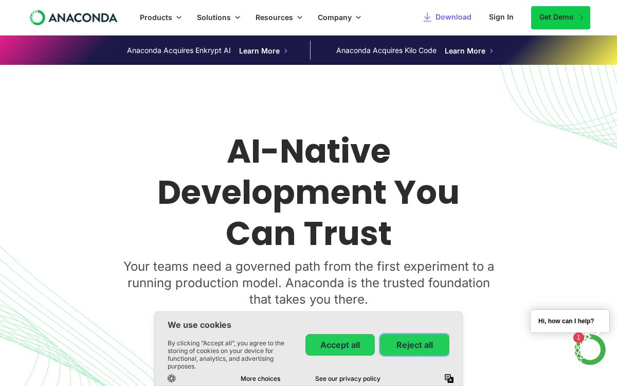 Anaconda website preview