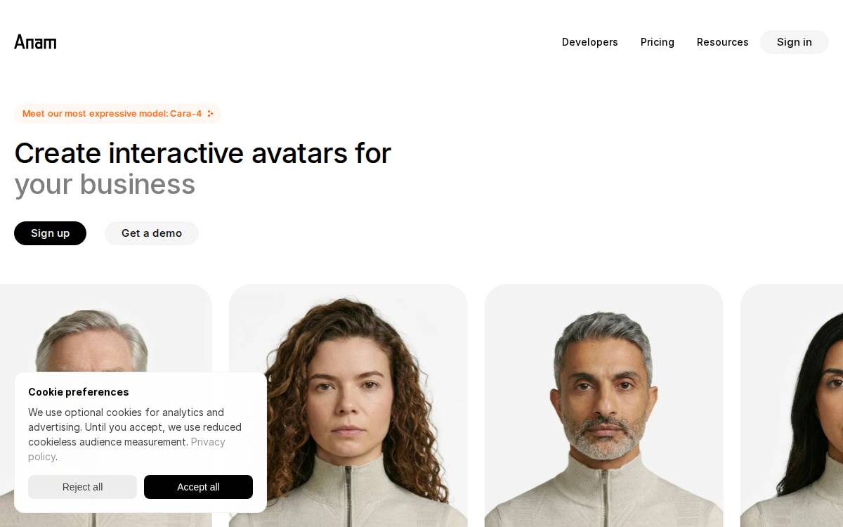 Anam.ai website preview