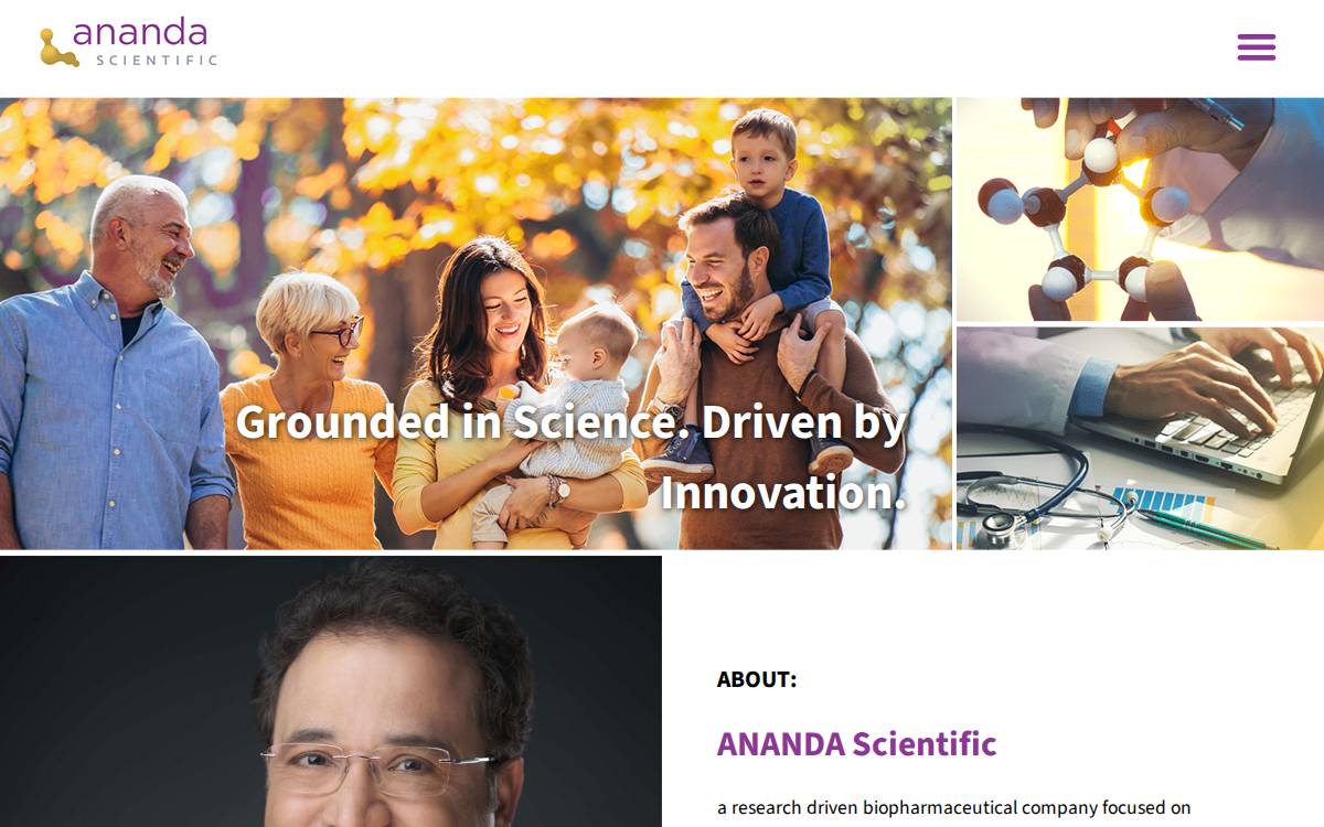 Ananda Scientific website preview