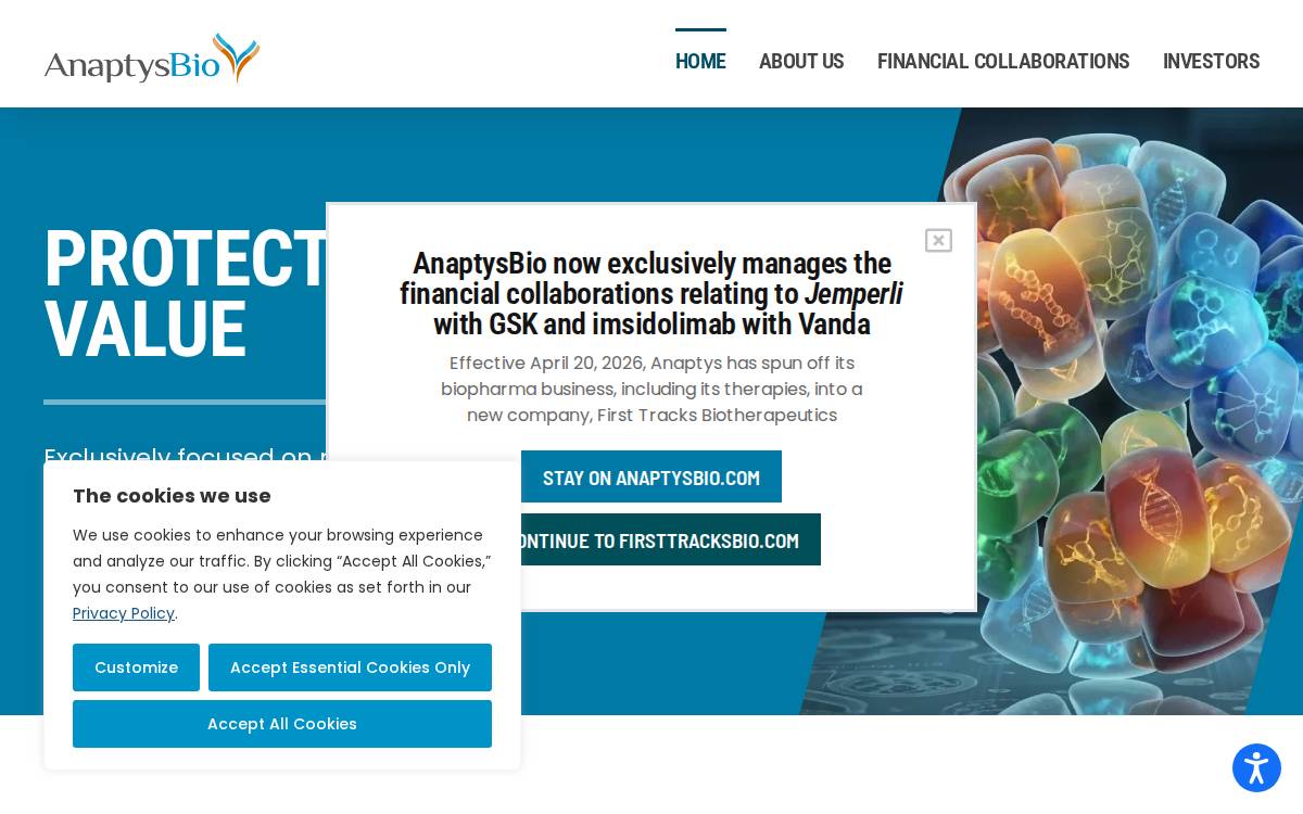 AnaptysBio website preview