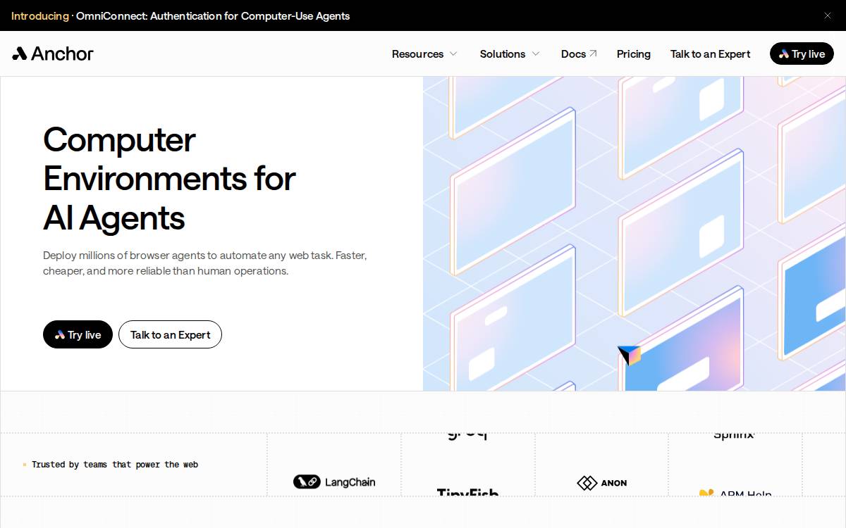 Anchor Browser website preview