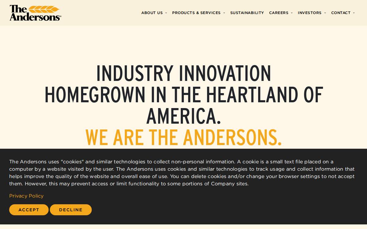 Andersons website preview