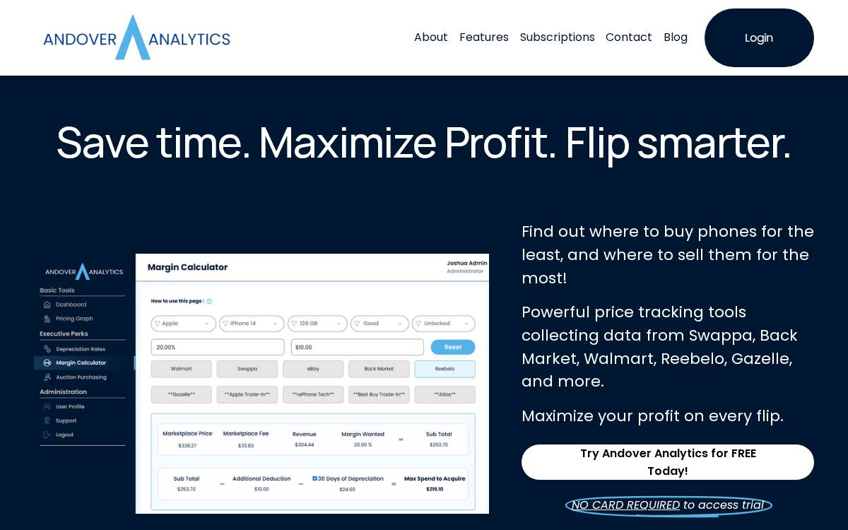 Andover Analytics website preview
