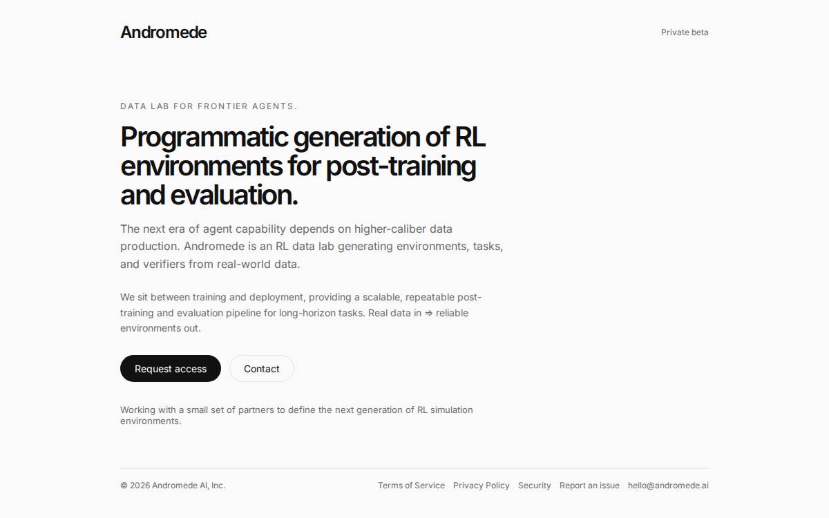 Andromede website preview