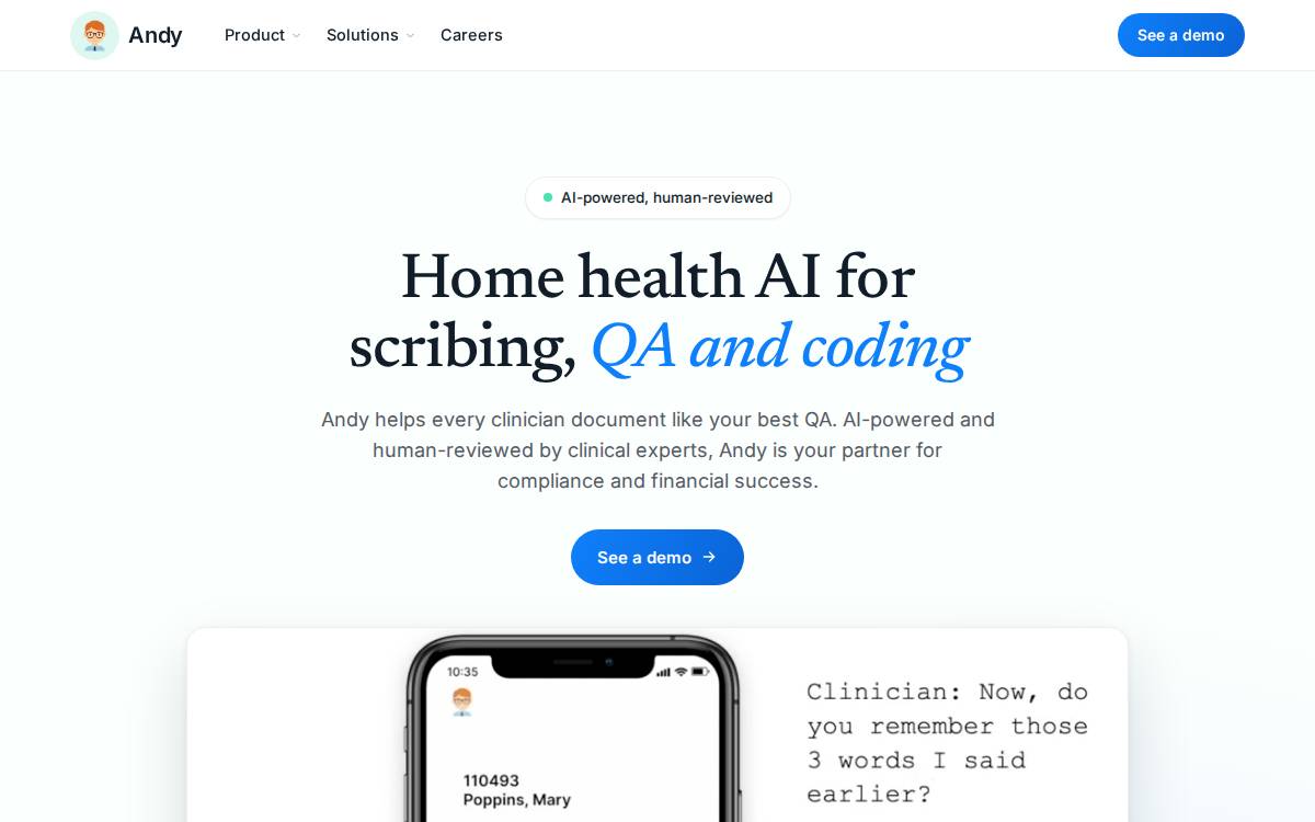 Andy AI website preview