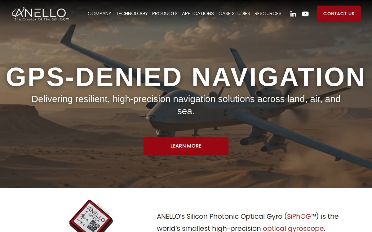 Anello Photonics website preview