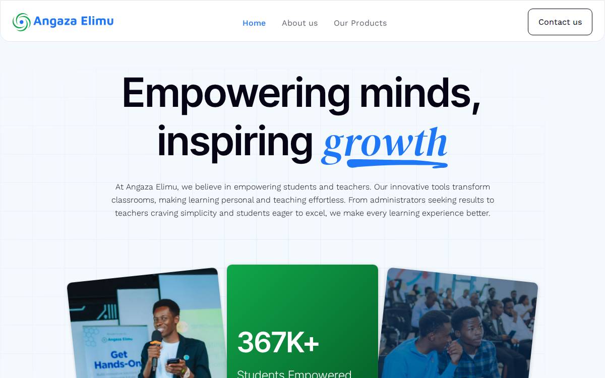 Angaza Elimu website preview