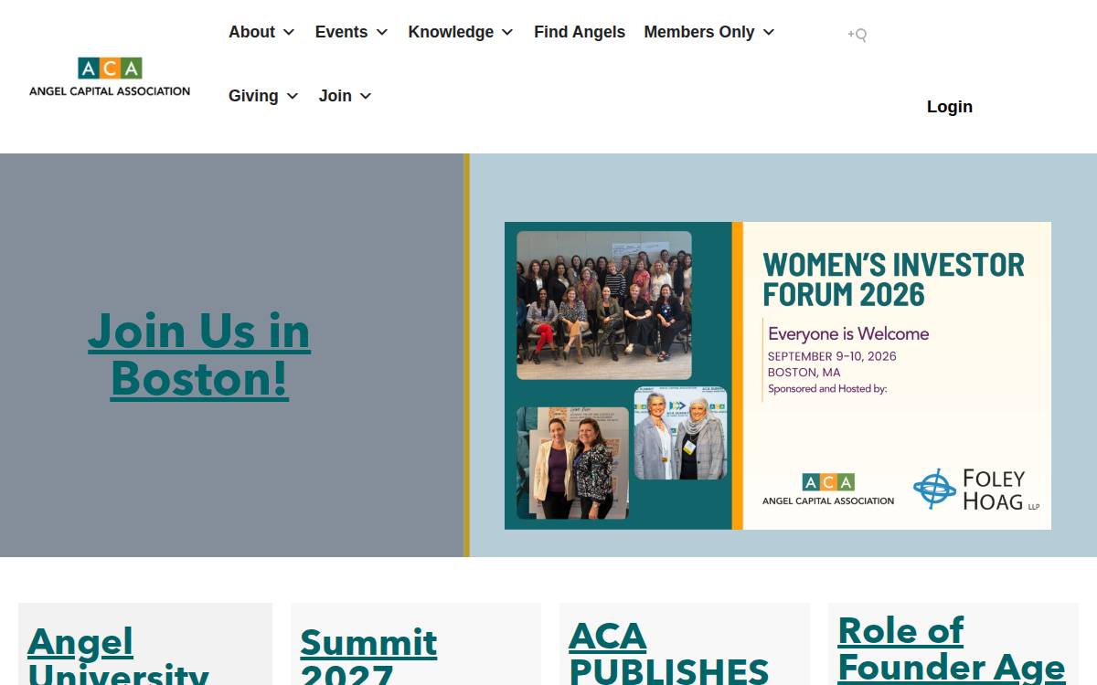 Angel Capital Association website preview