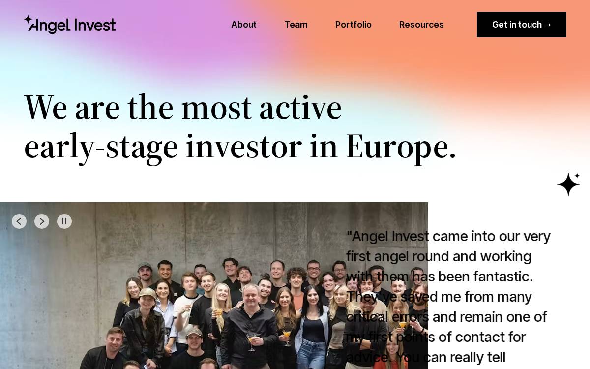 Angel Invest website preview