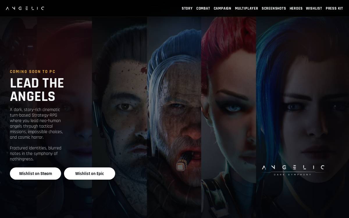 ANGELIC angelicthegame.com website preview