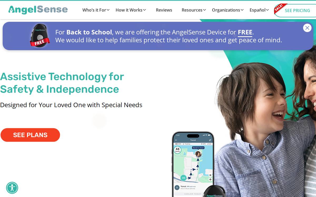 AngelSense website preview