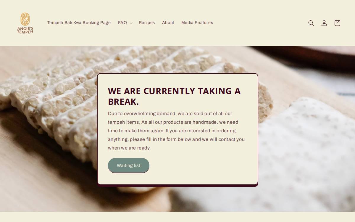 Angies Tempeh website preview