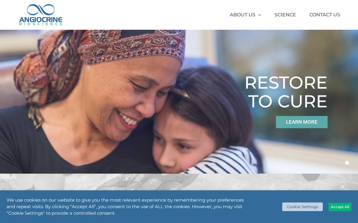 Angiocrine Bioscience website preview