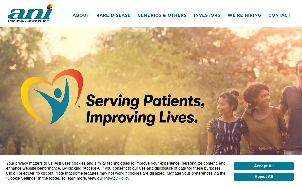 ANI Pharmaceuticals website preview