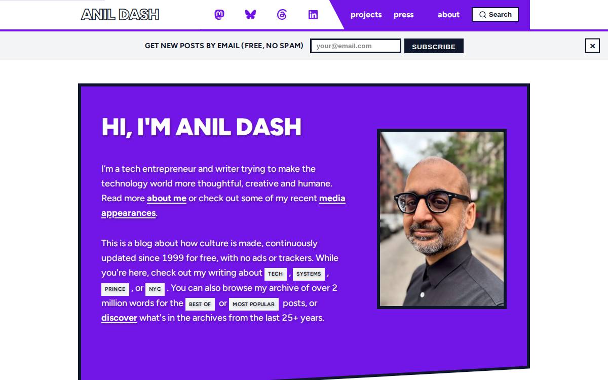 Anil Dash website preview