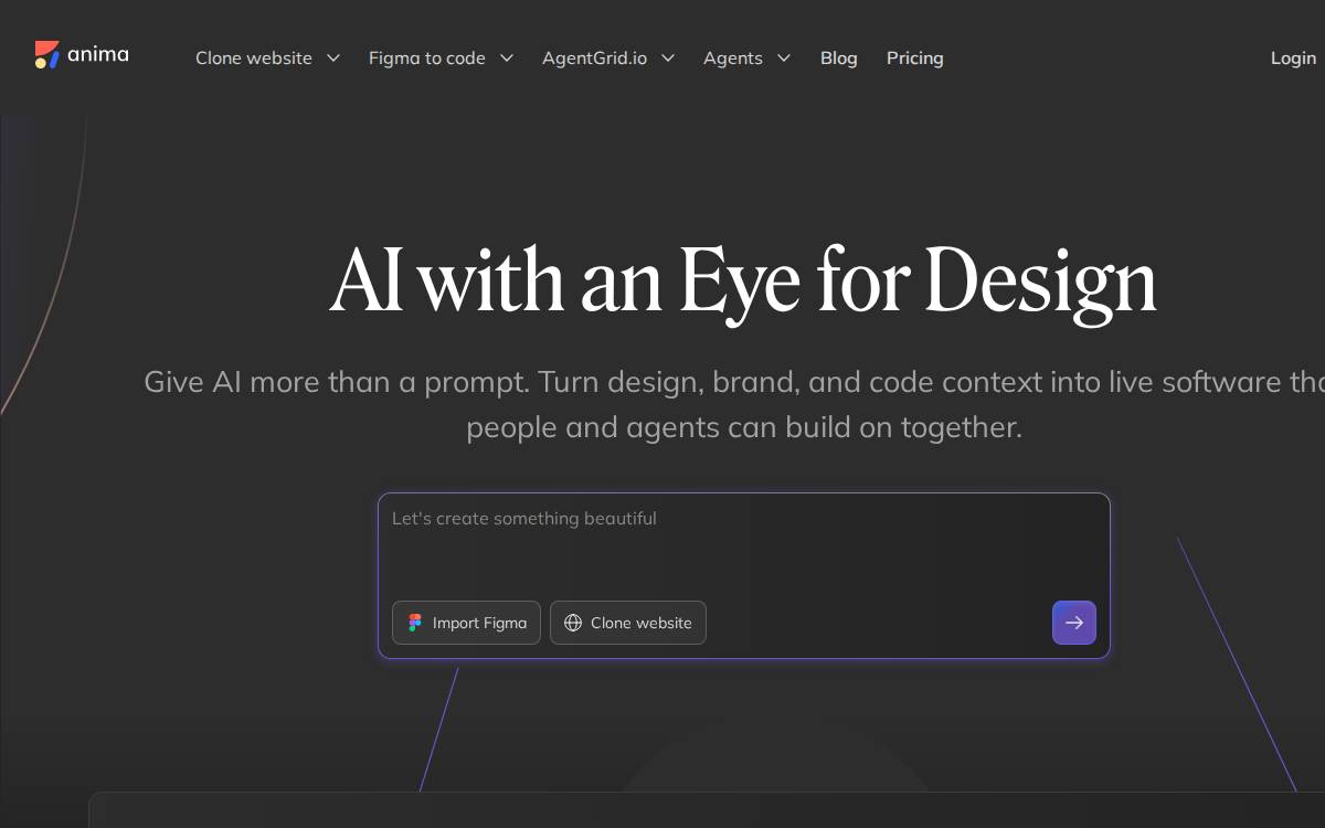 Anima App website preview