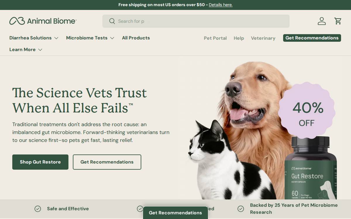 Animalbiome website preview