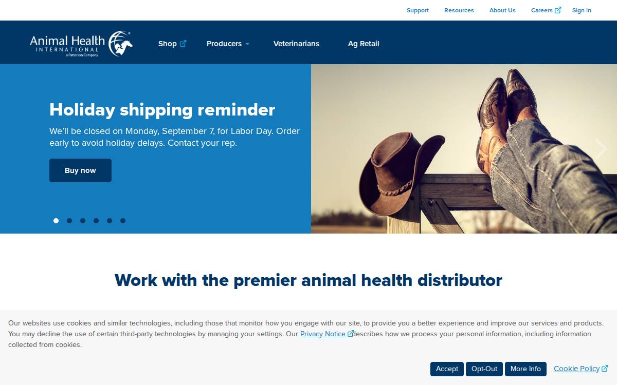 Animal Health International website preview