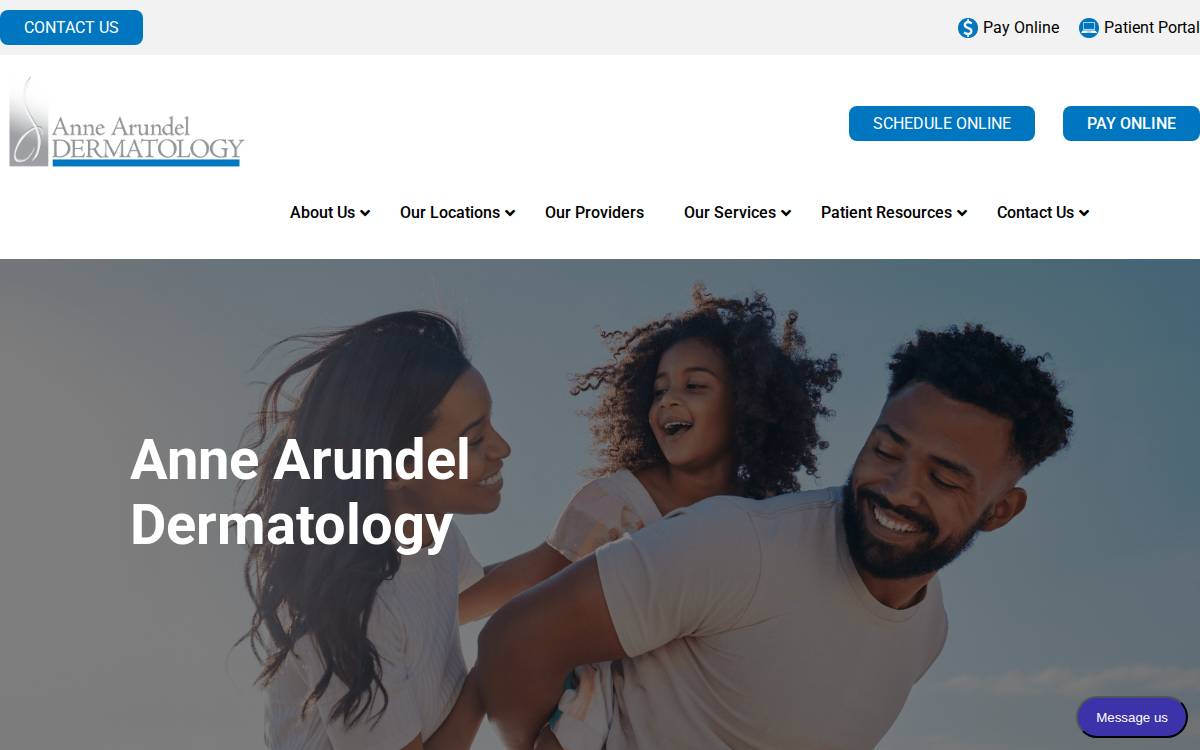 Anne Arundel Dermatology website preview