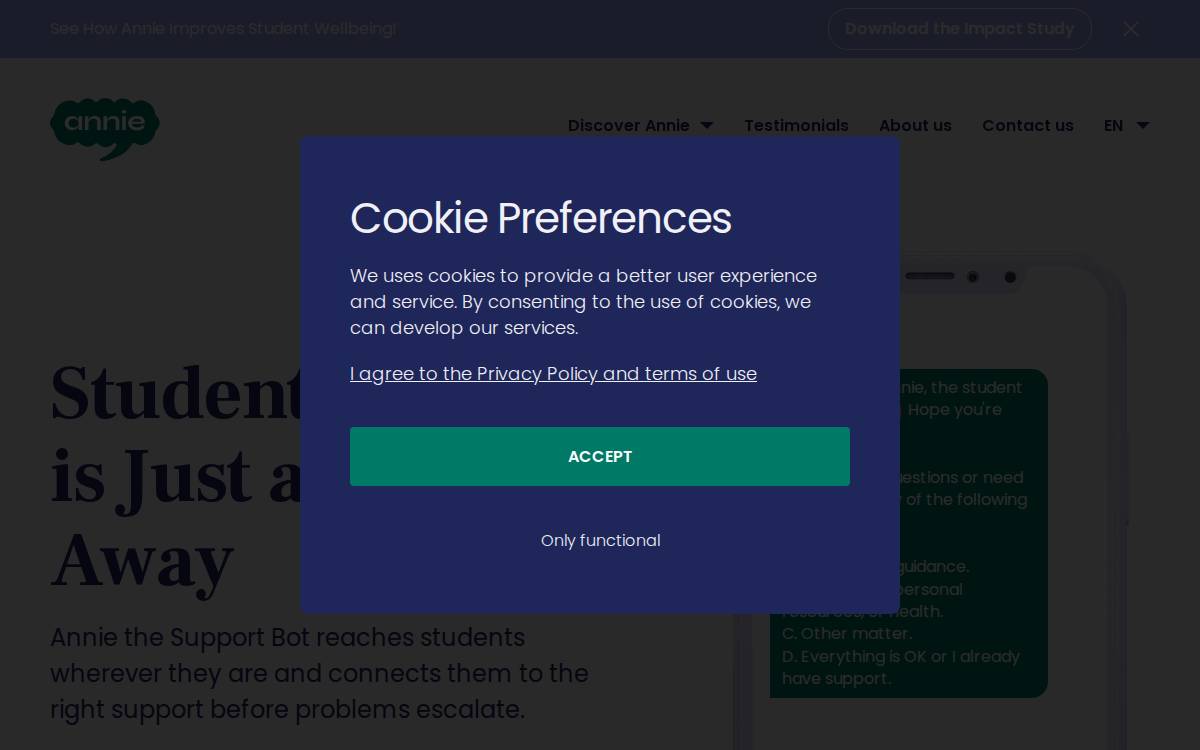 Annie Advisor website preview