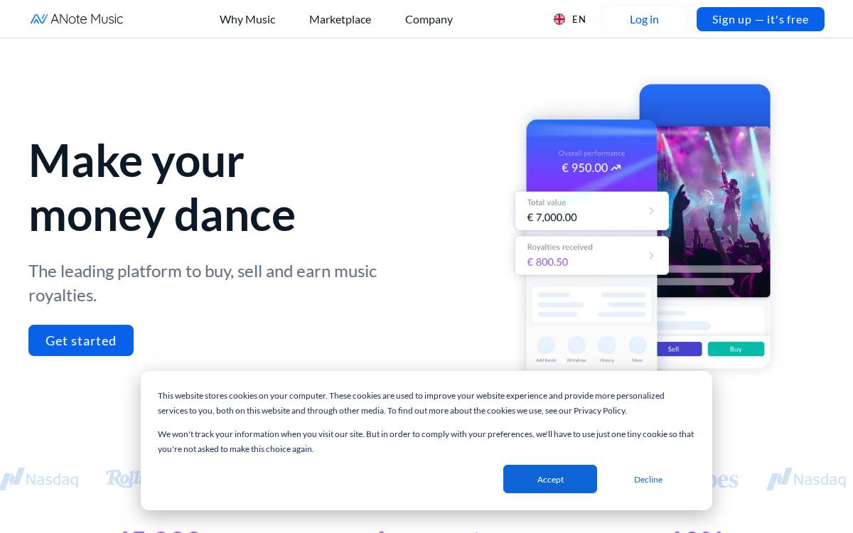 ANote Music website preview