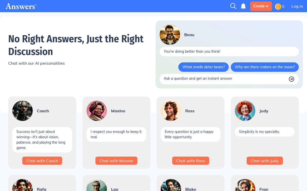 Answers website preview
