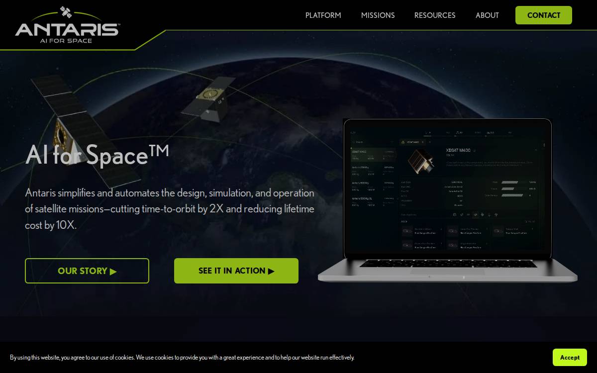 Antaris Space website preview