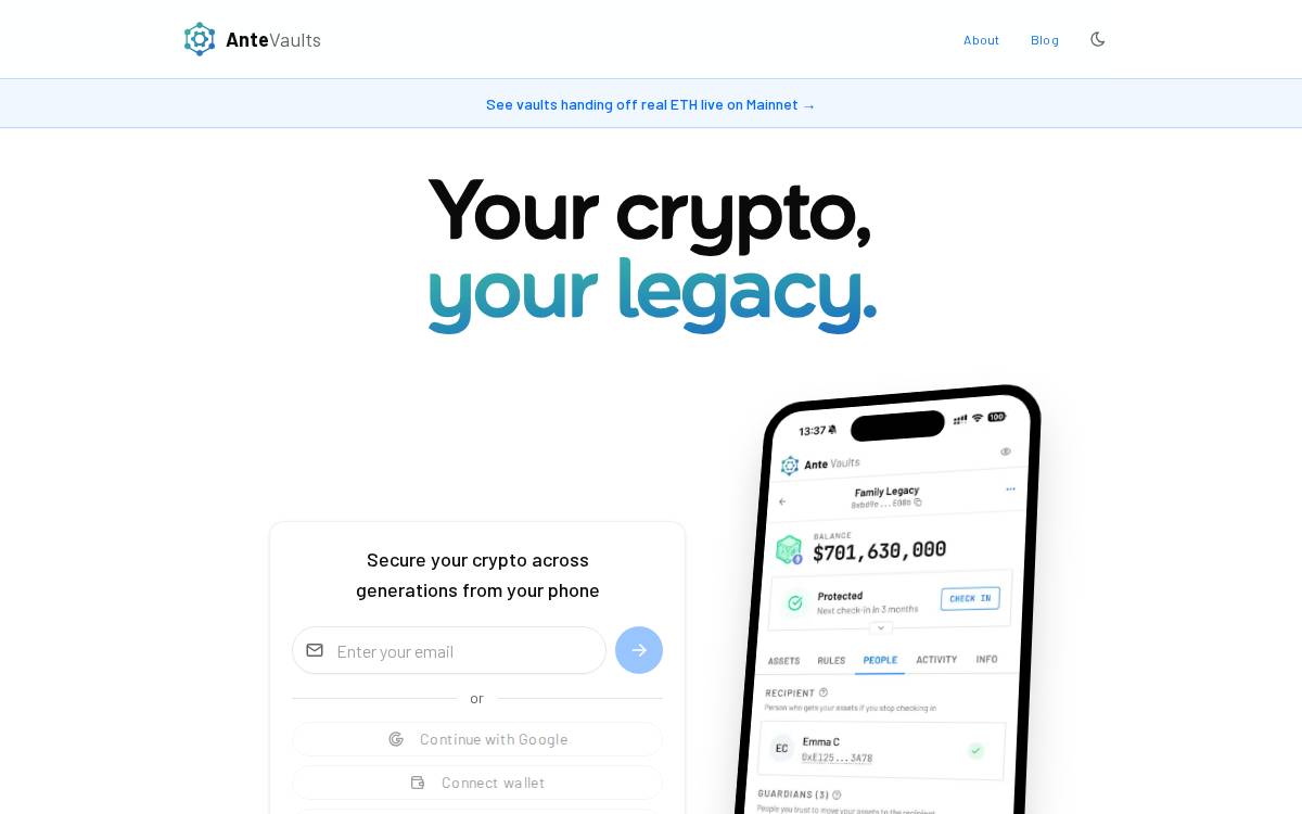 Ante website preview