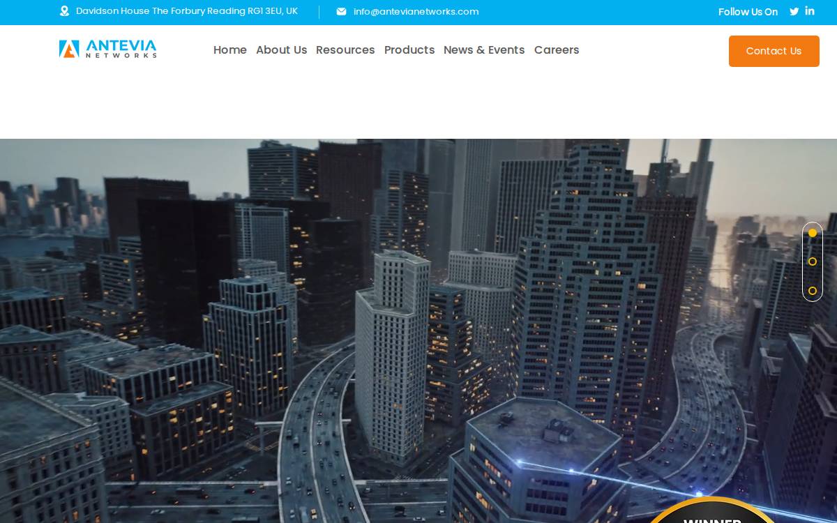 Antevia Networks website preview