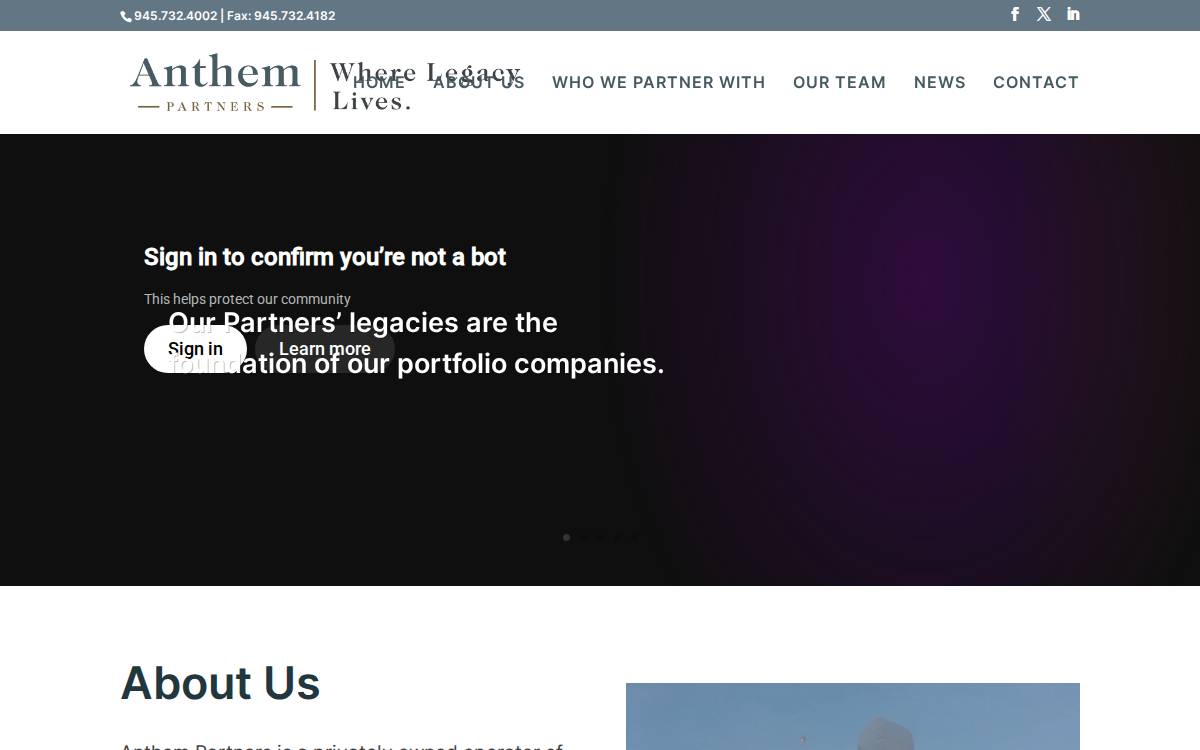 Anthem Partners website preview