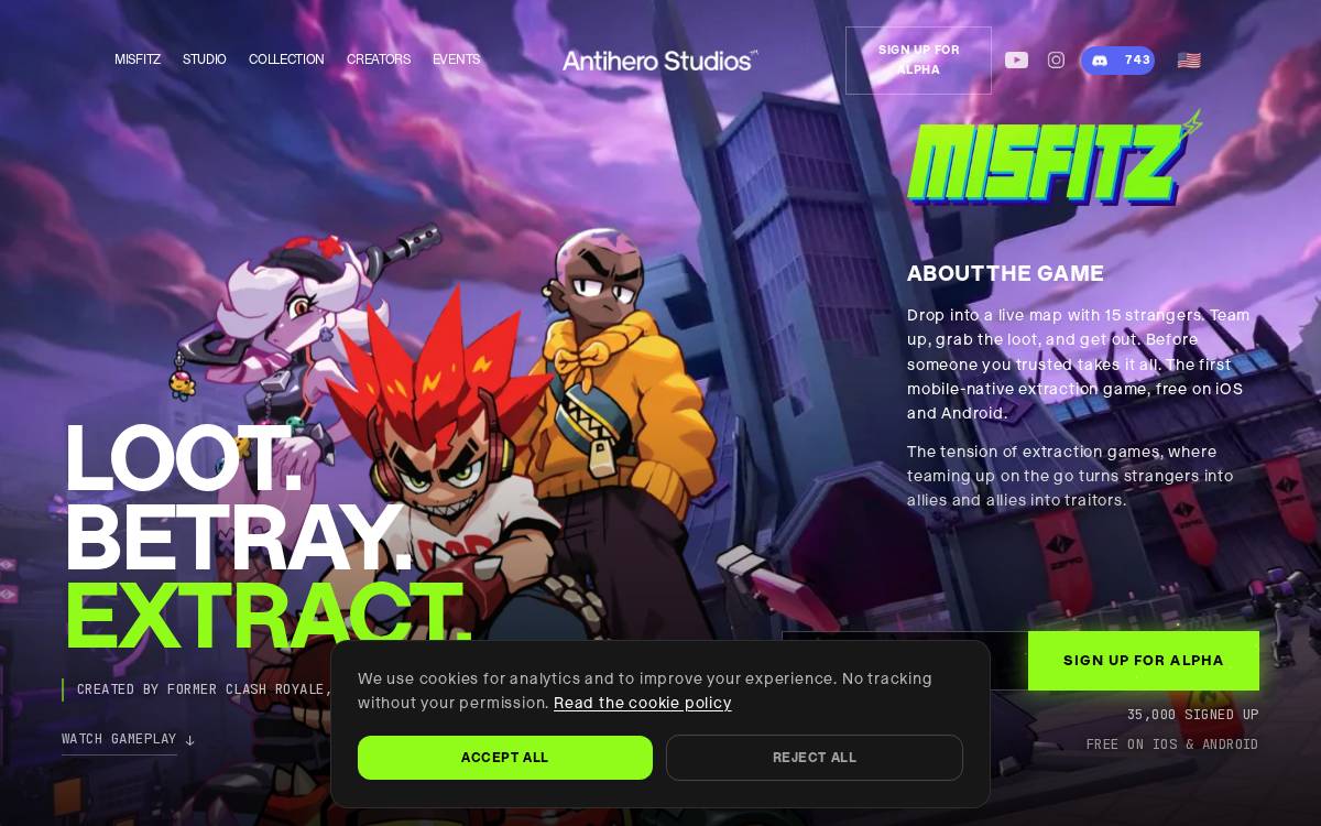 Antihero Studios website preview
