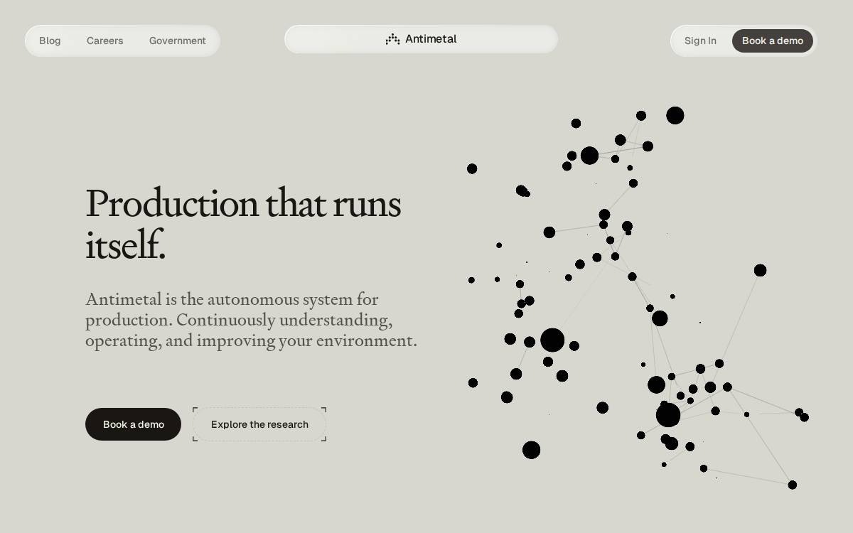 Antimetal website preview
