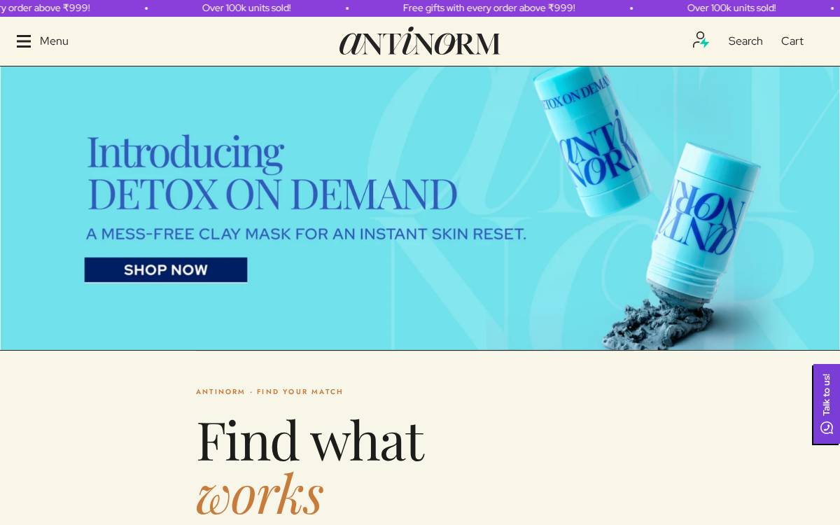 Antinorm website preview