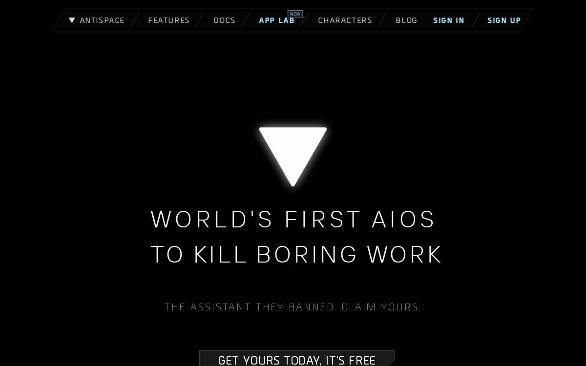 Antispace website preview