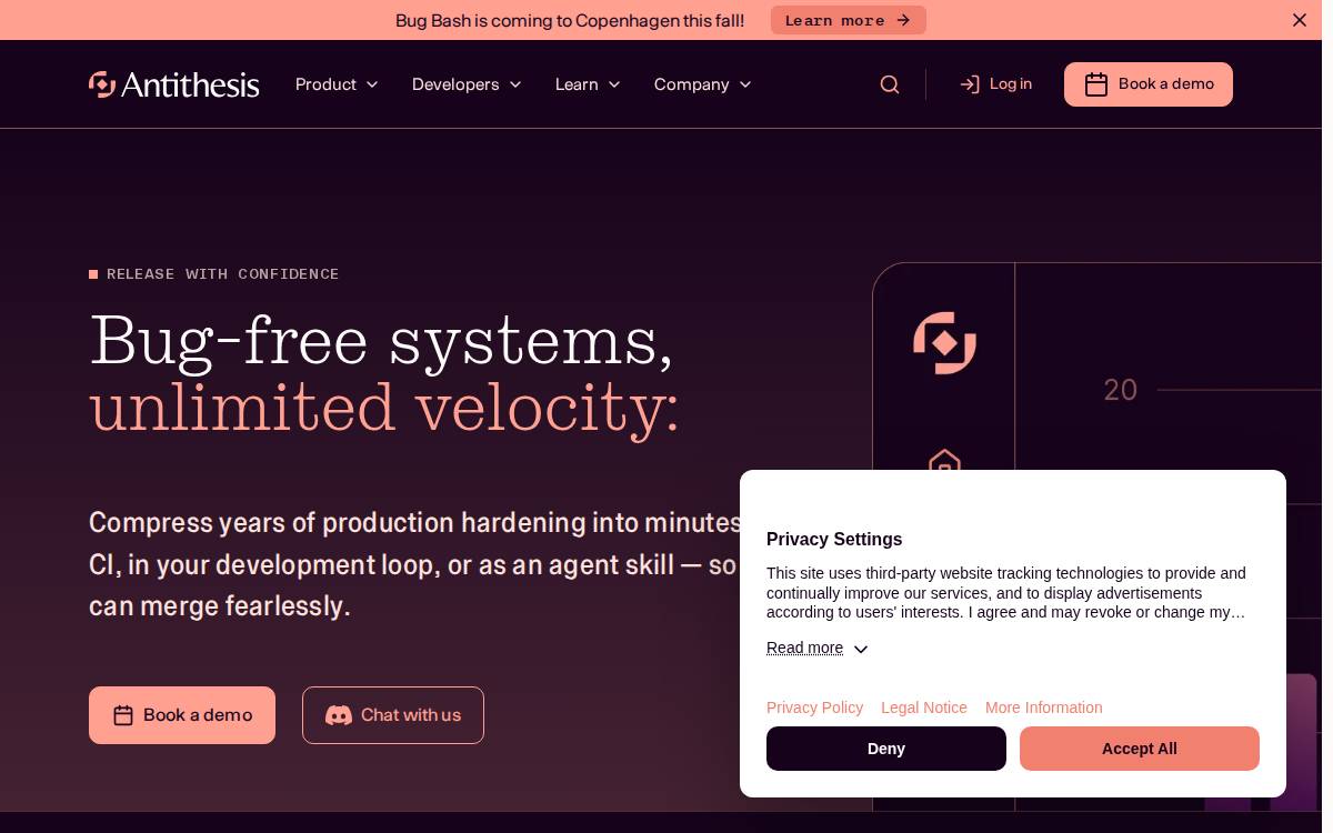 Antithesis website preview