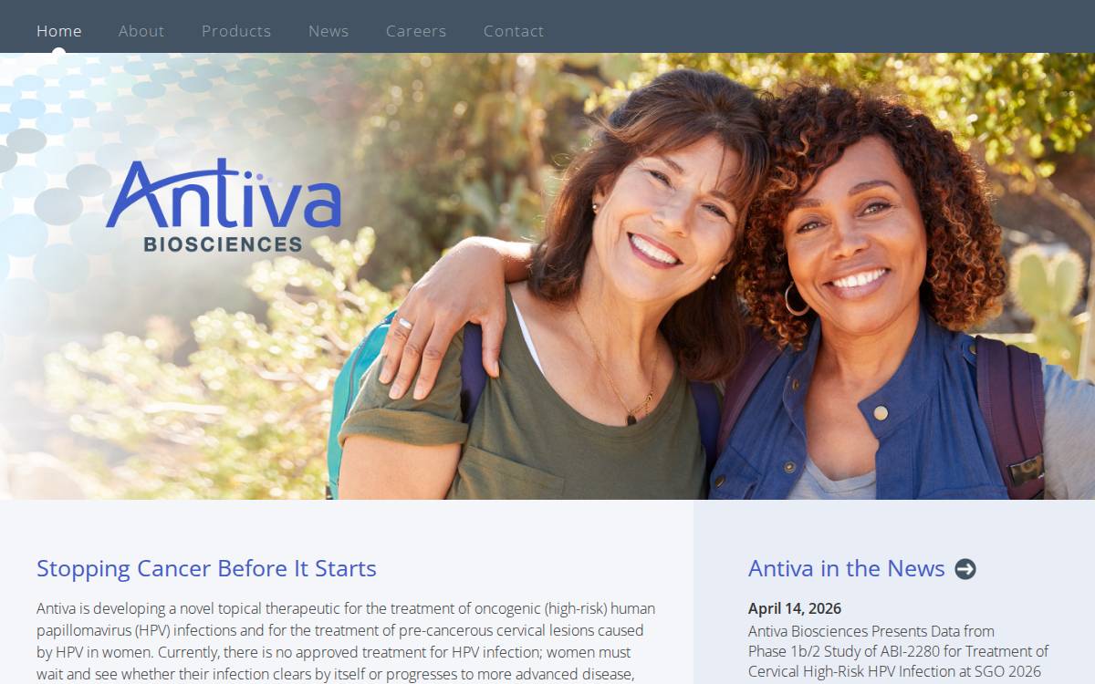 Antiva Biosciences website preview