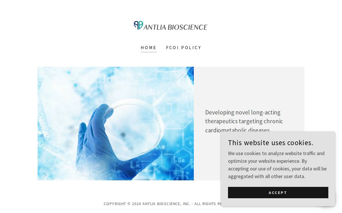 Antlia Bioscience, Inc. website preview