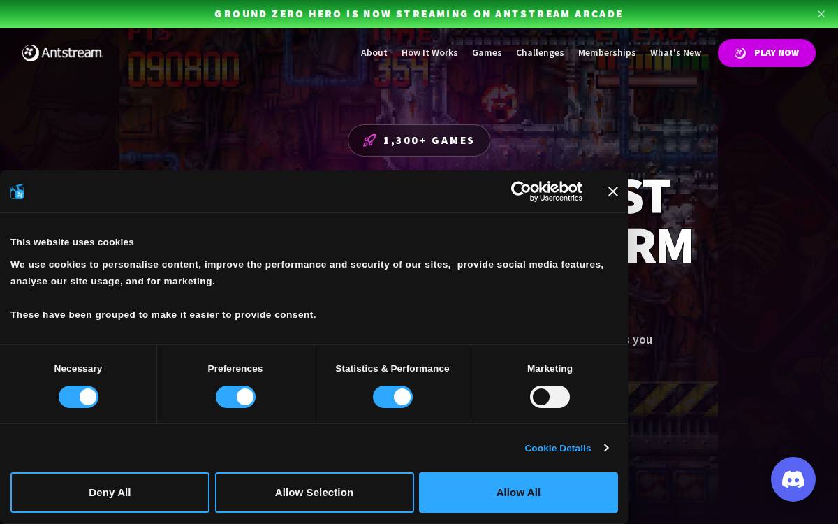 Antstream website preview