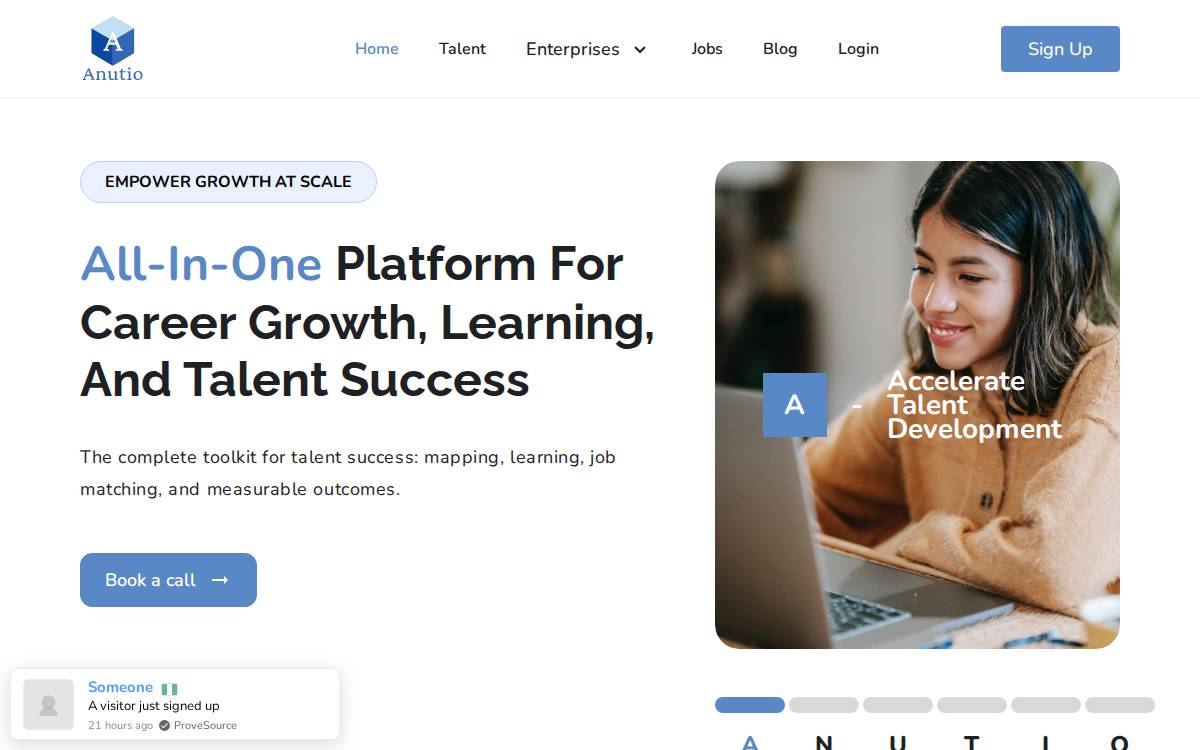 Anutio website preview
