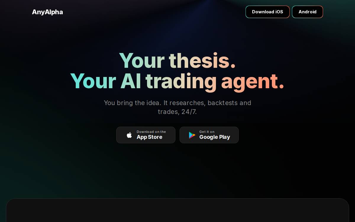AnyAlpha website preview