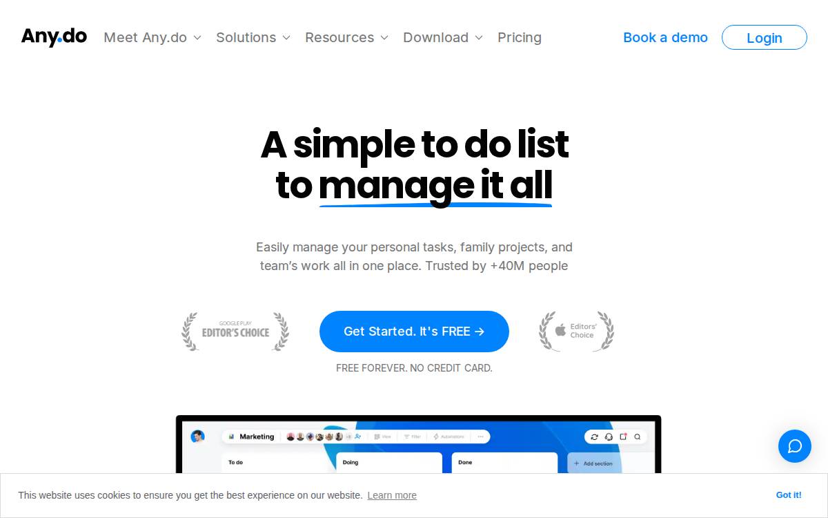 Anydo website preview