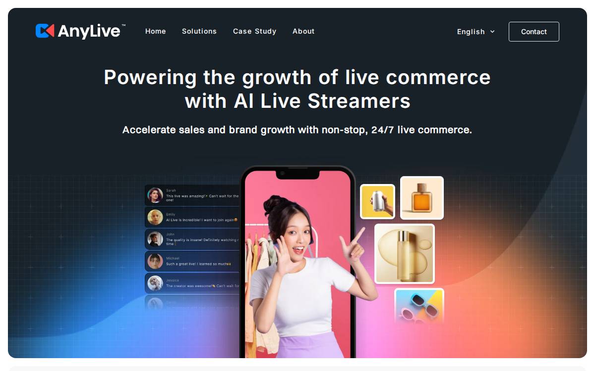 AnyLive website preview