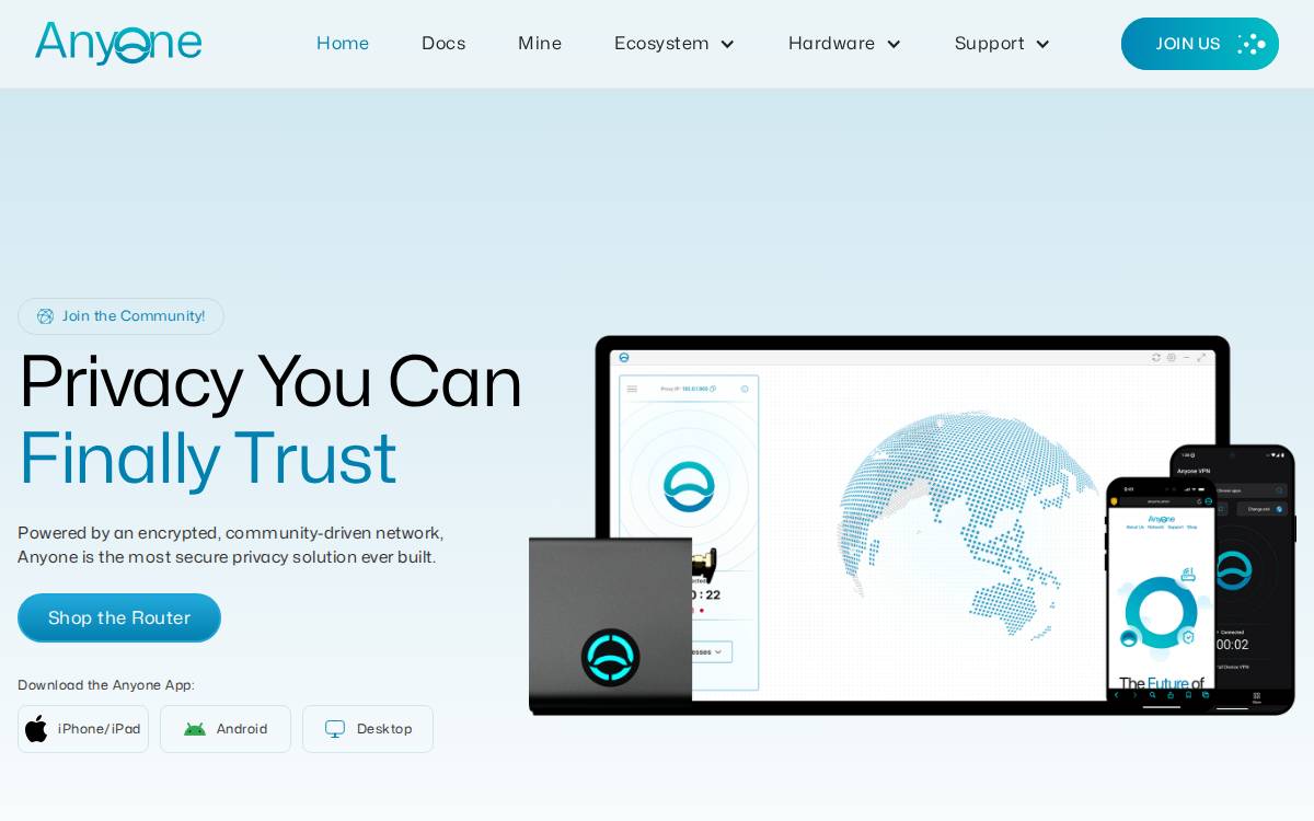 Anyone Protocol website preview