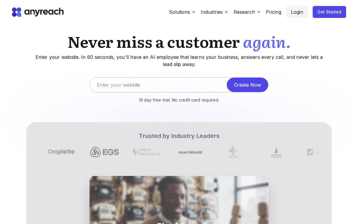 Anyreach website preview