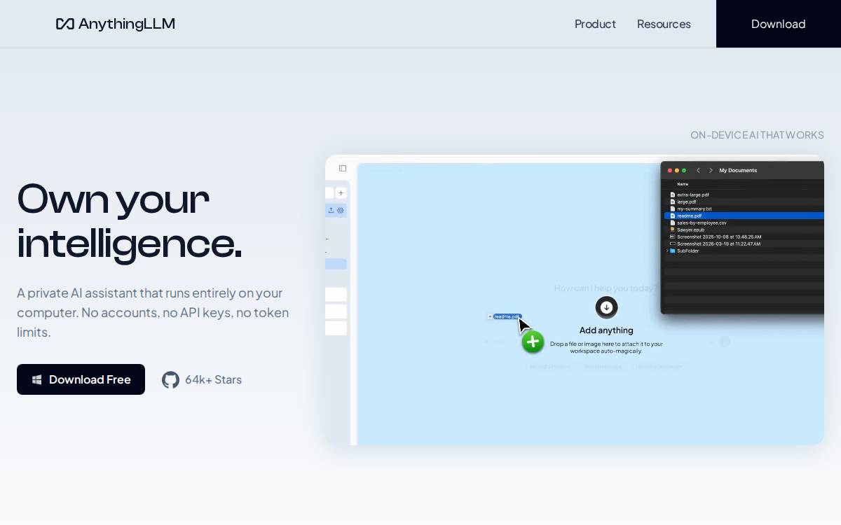 AnythingLLM website preview