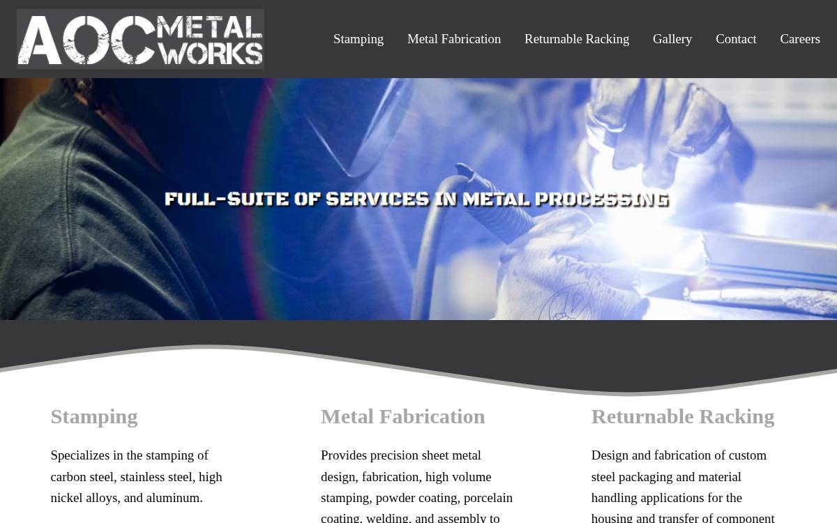 Aocmetals website preview